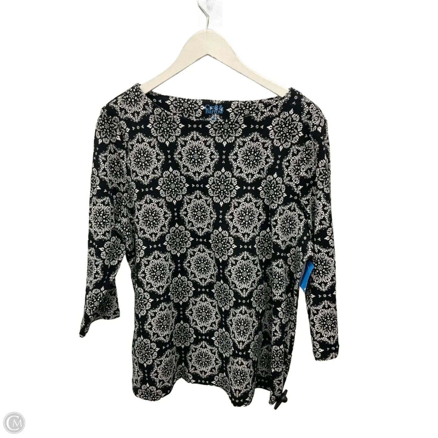 Top 3/4 Sleeve Basic By Croft And Barrow In Black & White, Size: Xl