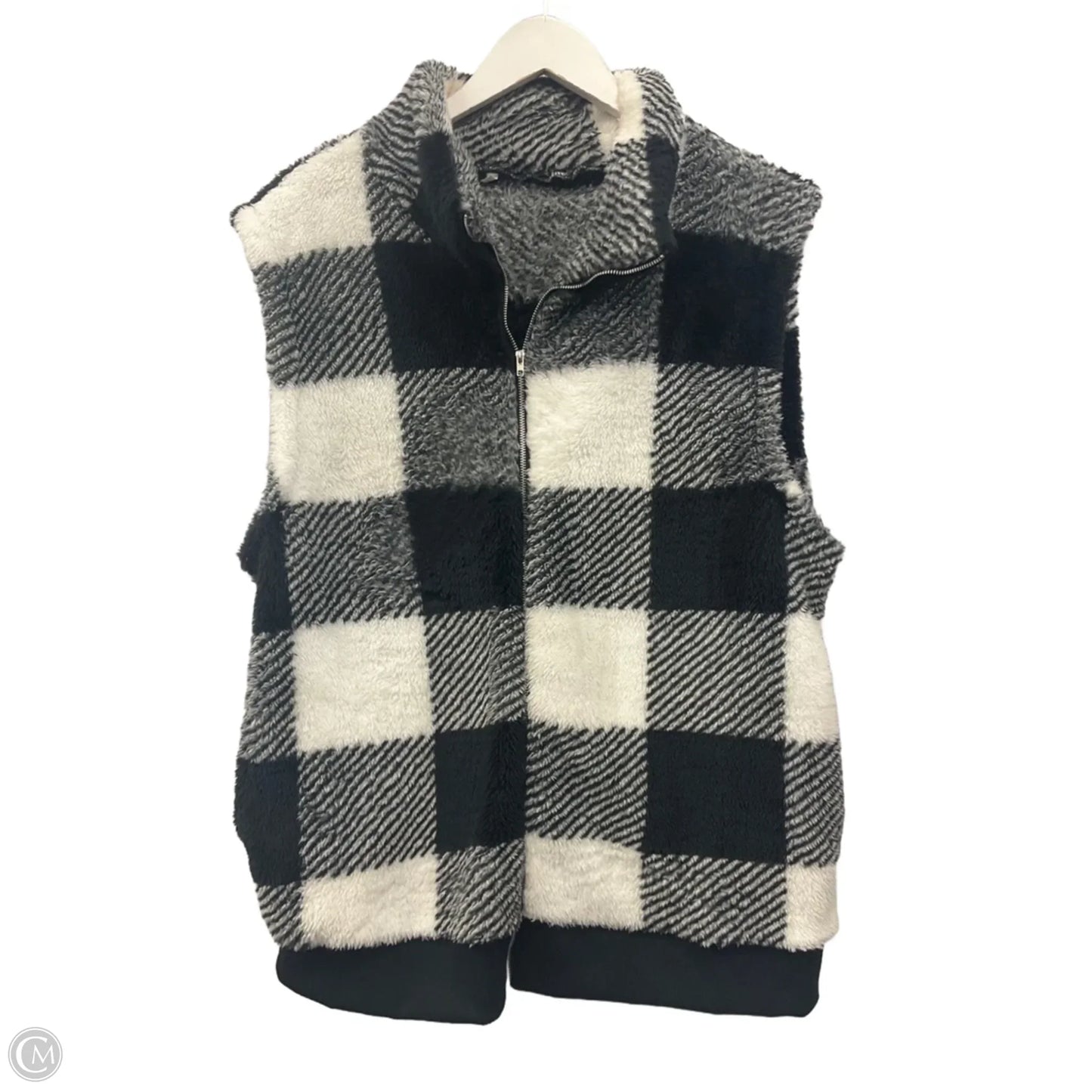 Vest Faux Fur & Sherpa By Clothes Mentor In Black & White, Size: Xl
