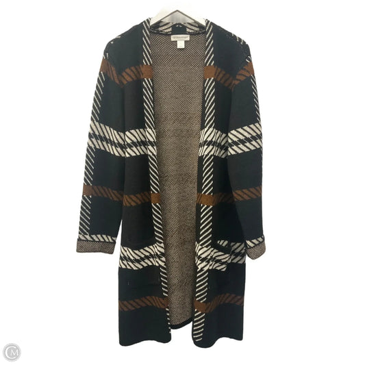 Sweater Cardigan By Christopher And Banks In Black & Brown, Size: L