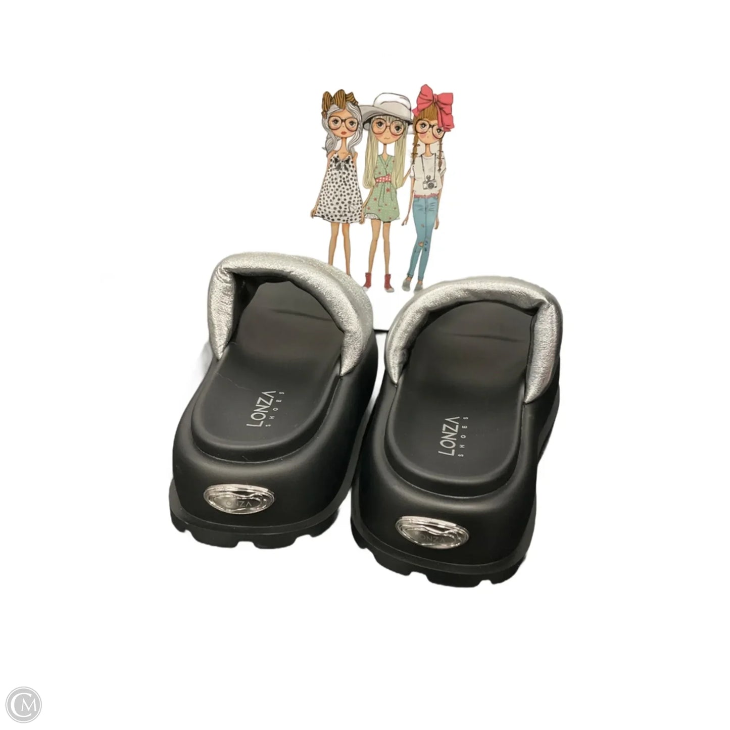 Sandals Flats By Clothes Mentor In Silver, Size: 8.5