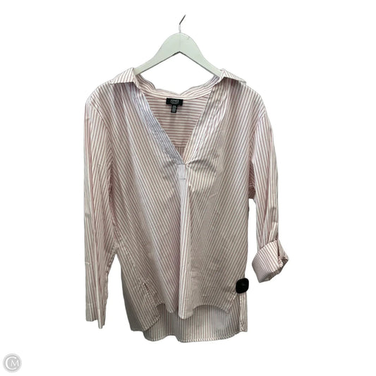 Top Long Sleeve By Jones New York In Red & White, Size: Xl