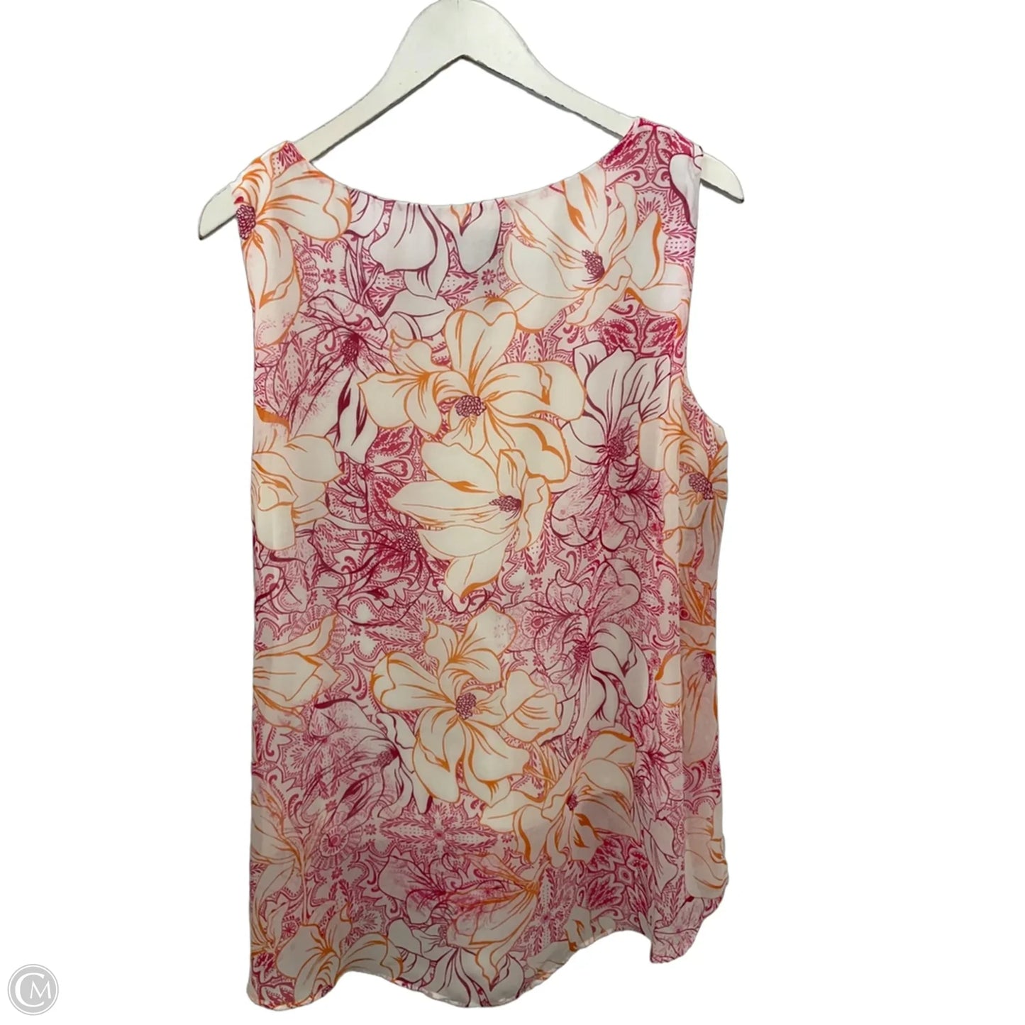Top Sleeveless By Jm Collections In Orange & Pink, Size: L