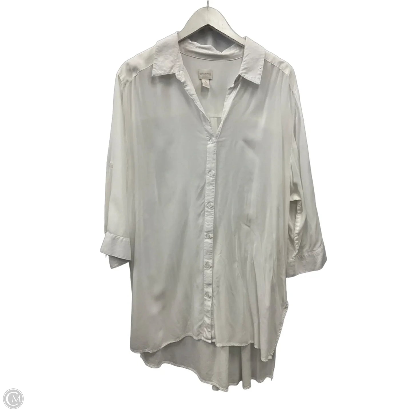 Tunic 3/4 Sleeve By Chicos In White, Size: Xl