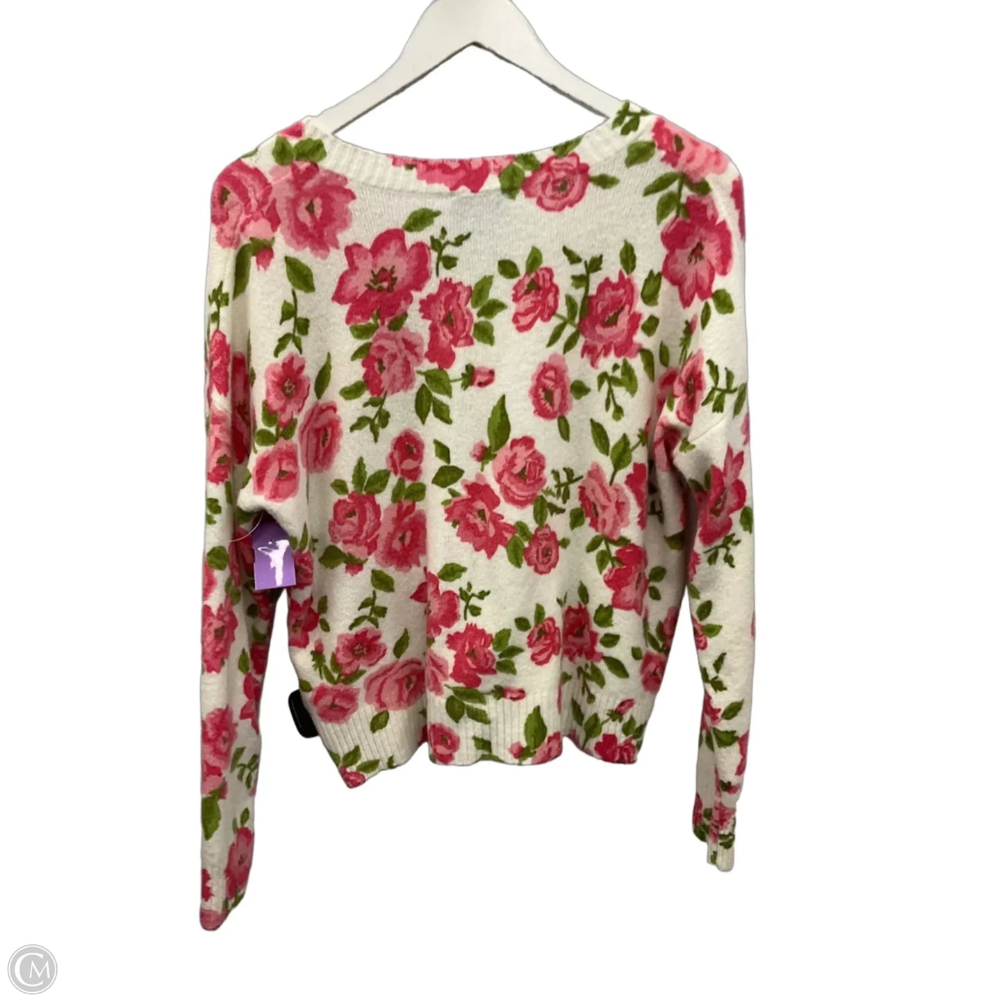 Sweater By Cece In Cream & Pink, Size: M
