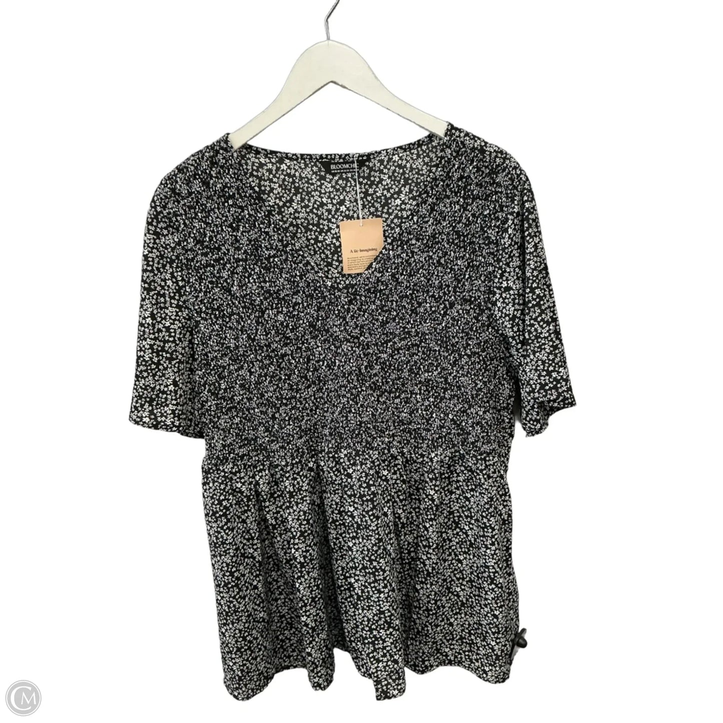Top Short Sleeve By Bloomchic In Black & White, Size: 1x