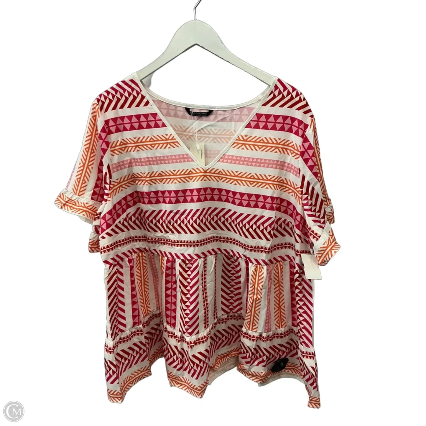 Top Short Sleeve By Bloomchic In Orange & Pink, Size: 1x