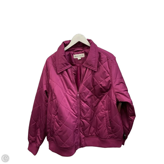 Jacket Puffer & Quilted By Ava & Viv In Purple, Size: 1x