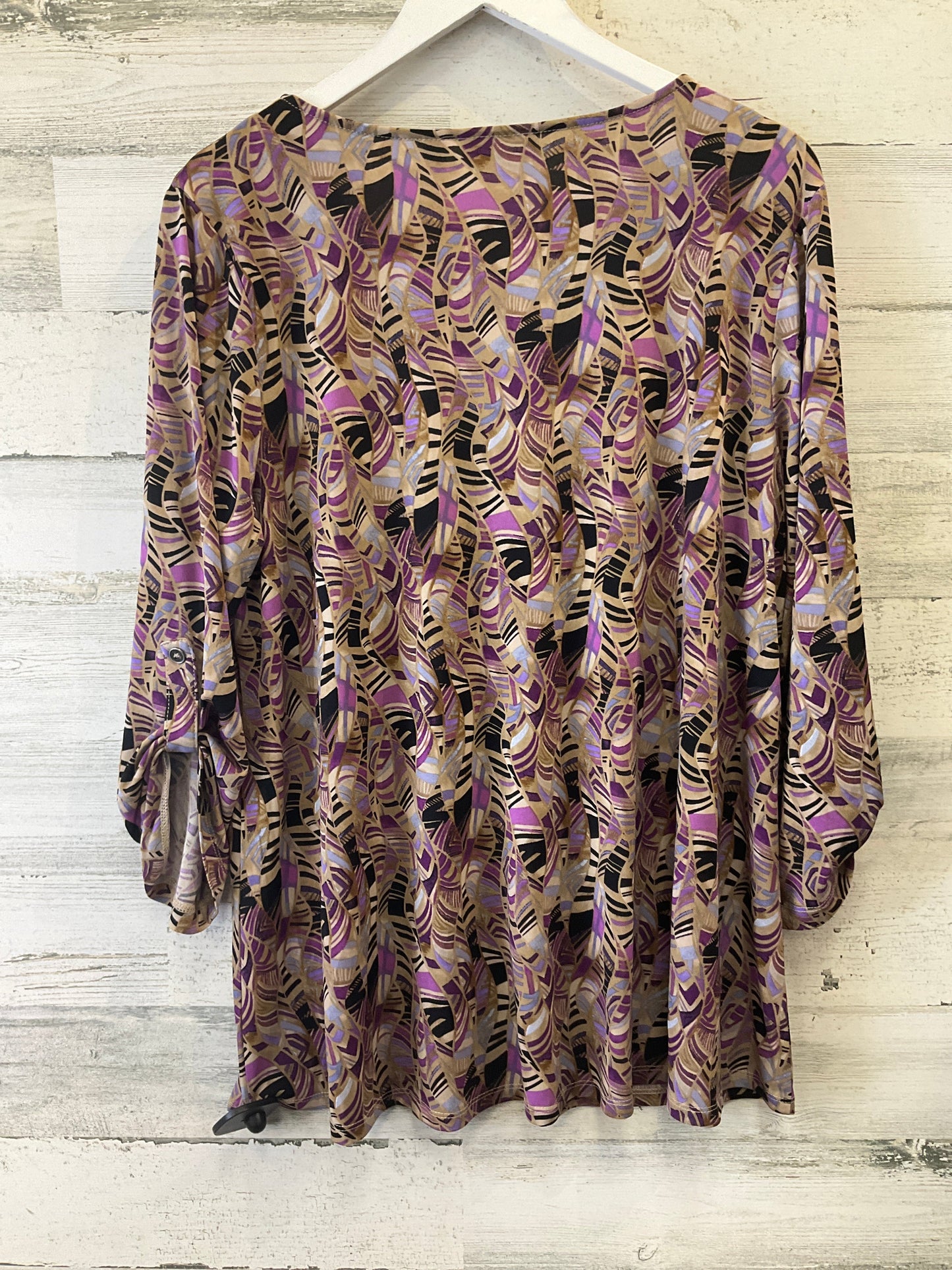Purple Blouse 3/4 Sleeve Susan Graver, Size 1x