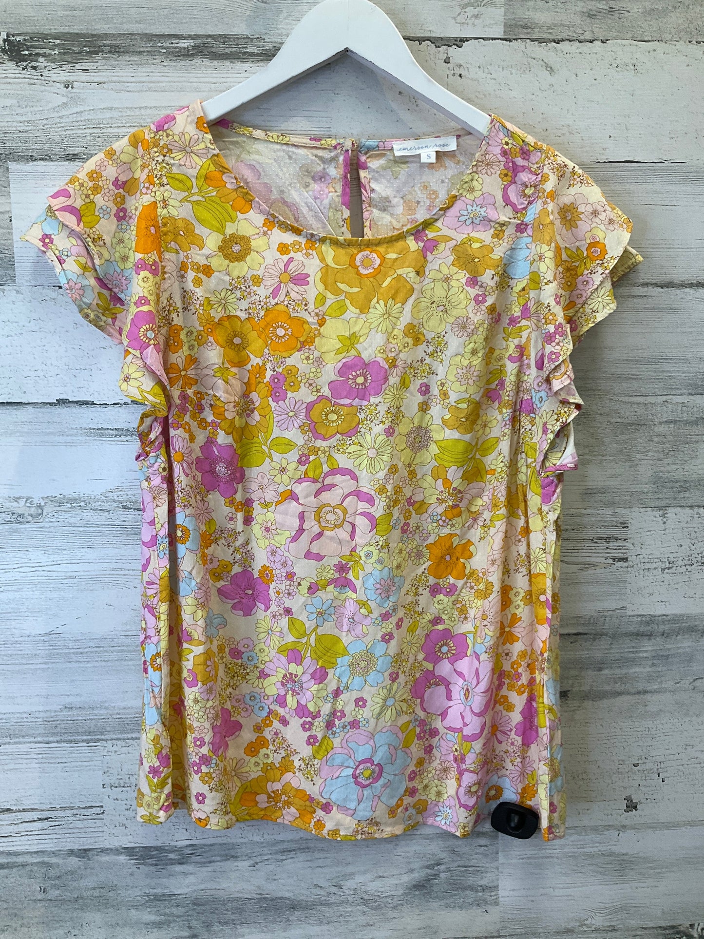 Yellow Top Short Sleeve Clothes Mentor, Size S