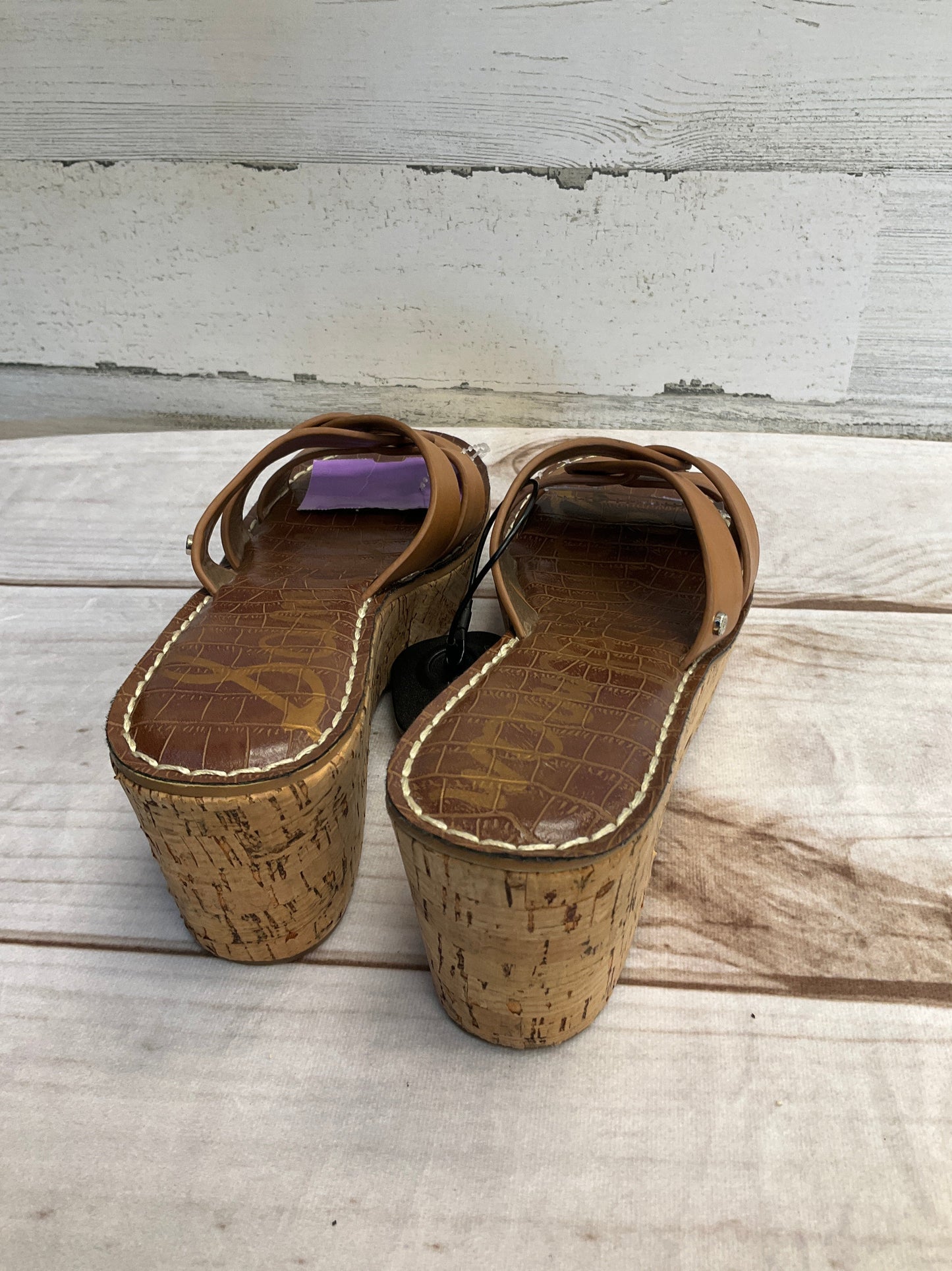 Tan Sandals Heels Wedge Sam Edelman, Size 8