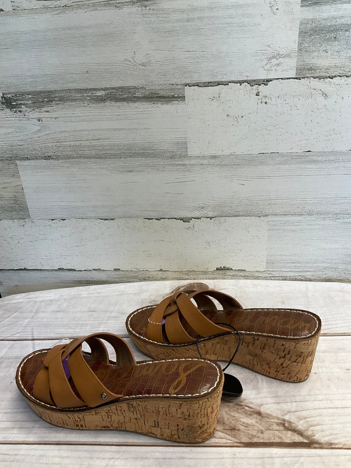 Tan Sandals Heels Wedge Sam Edelman, Size 8