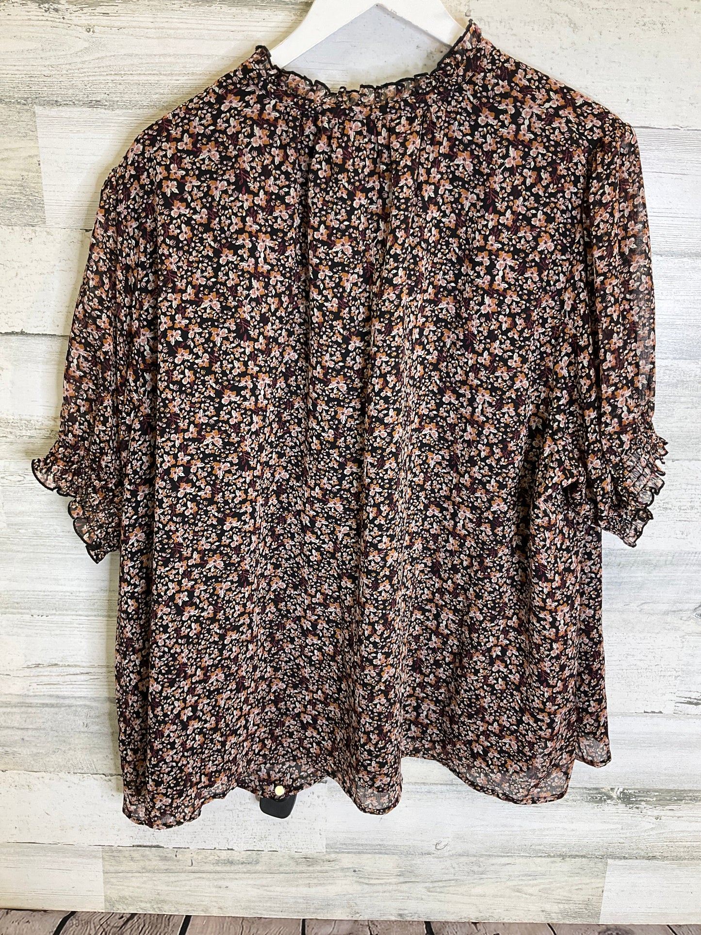 Floral Print Blouse Short Sleeve Ava & Viv, Size 3x