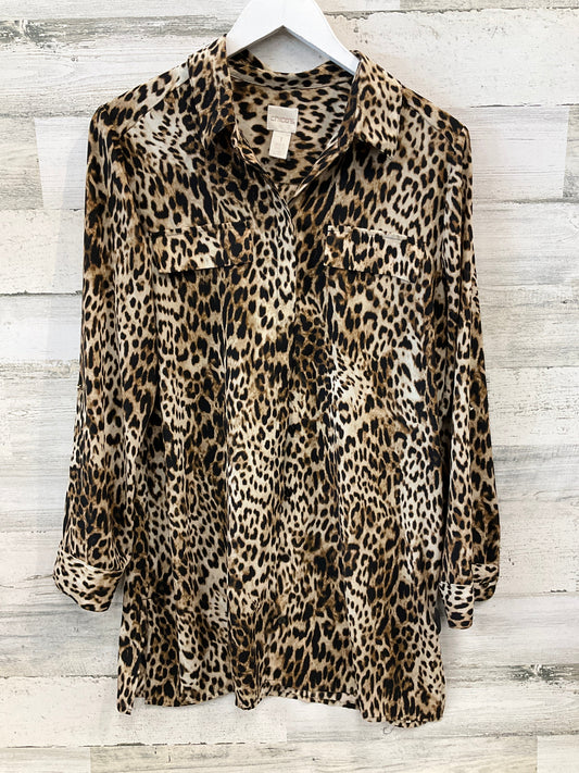 Blouse Long Sleeve By Chicos In Animal Print, Size: M