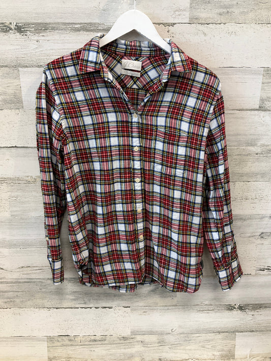 Top Long Sleeve By J. Crew In Plaid Pattern, Size: S