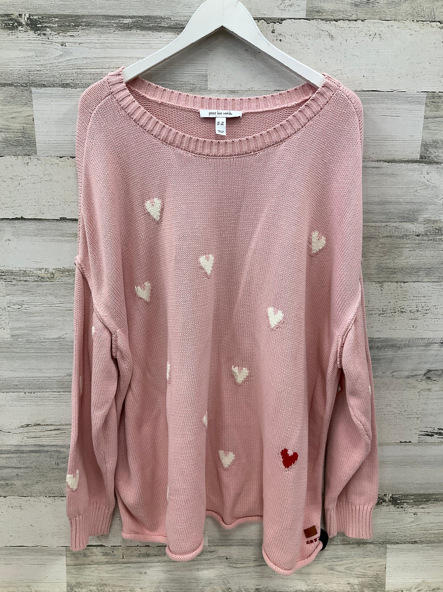 Sweater By Peace Love World In Pink, Size: 3x