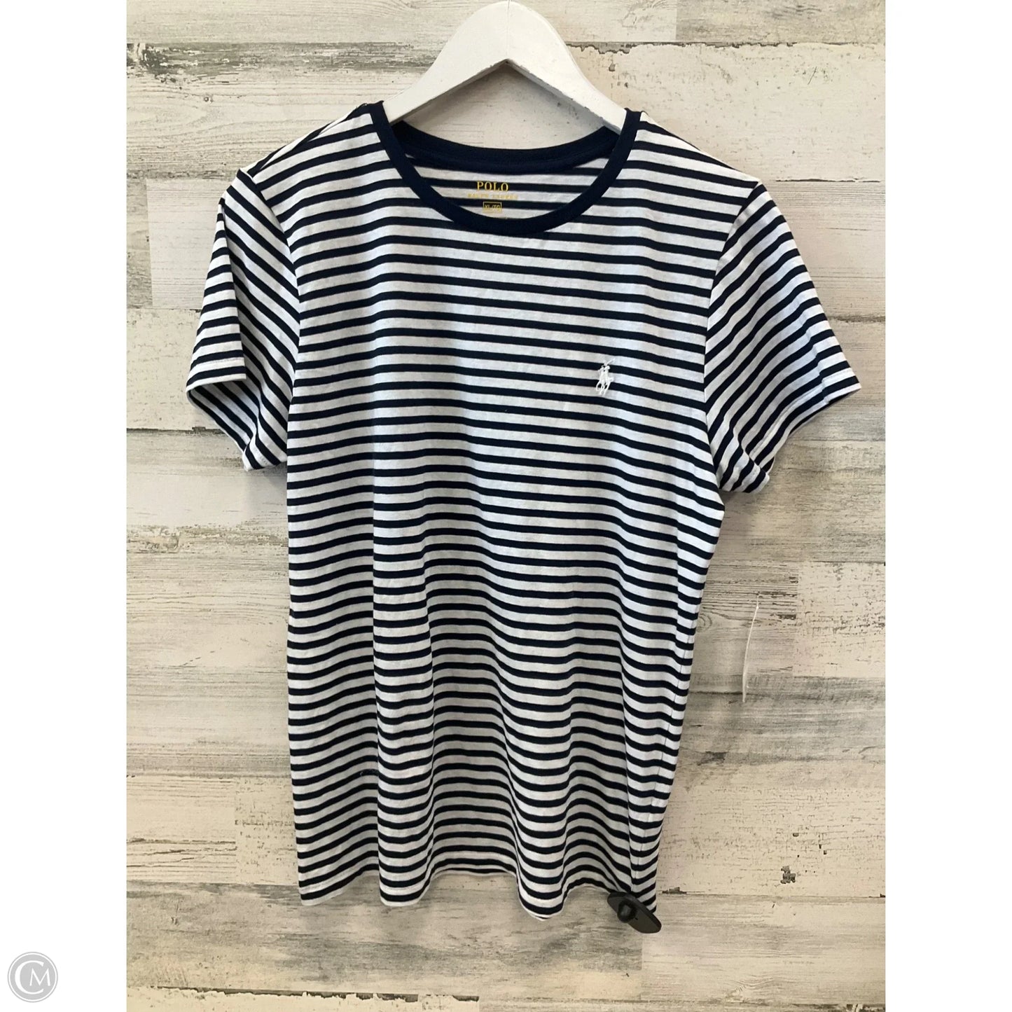 Top Short Sleeve By Polo Ralph Lauren In Blue & White, Size: Xl