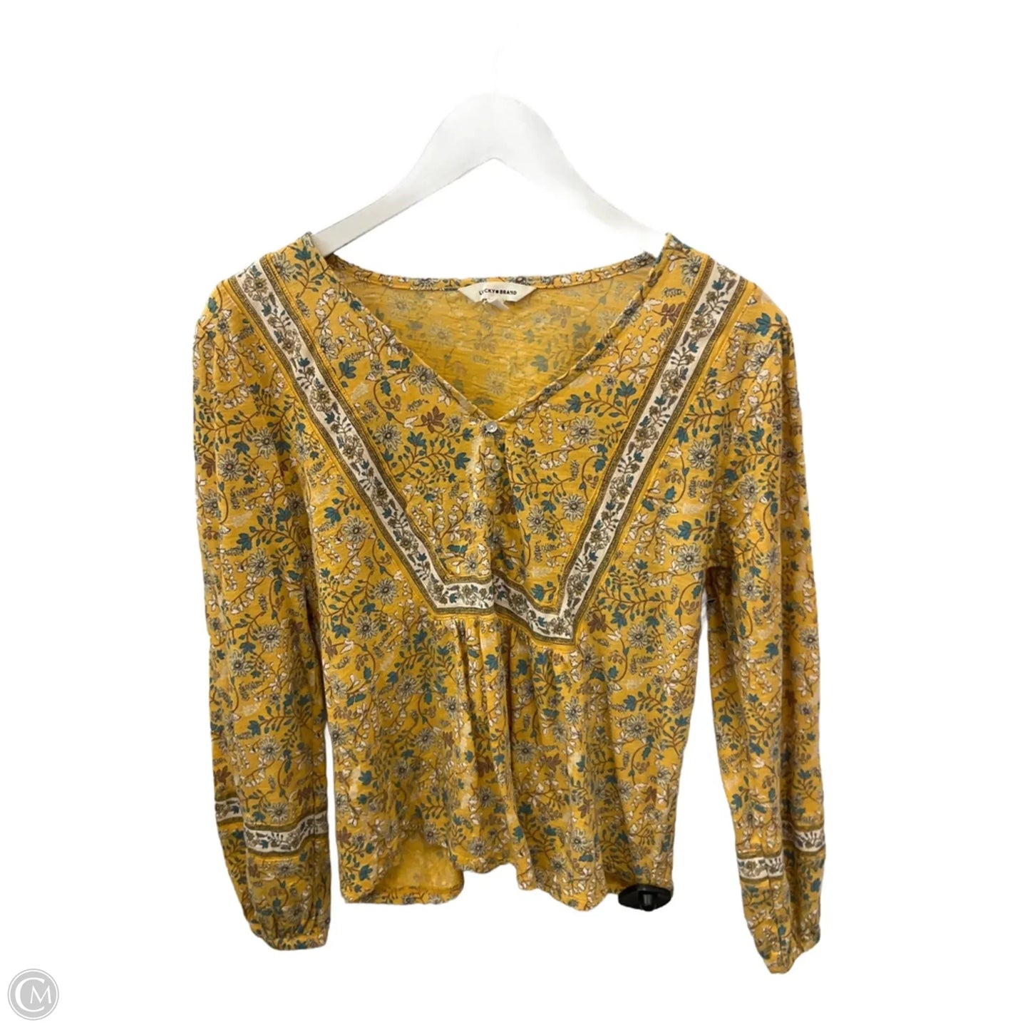 Top Long Sleeve By Lucky Brand In Yellow, Size: M