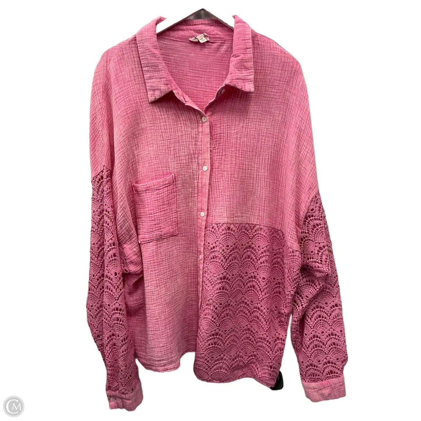 Top Long Sleeve By Bibi In Pink, Size: 1x