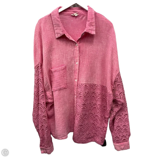 Top Long Sleeve By Bibi In Pink, Size: 1x