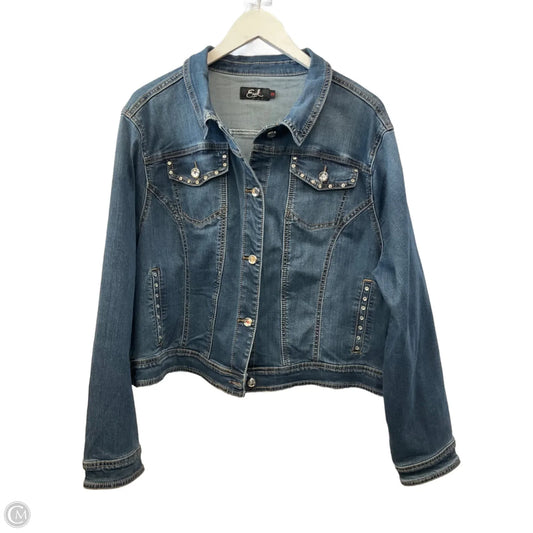 Jacket Denim By Earl Jean In Blue Denim, Size: 3x