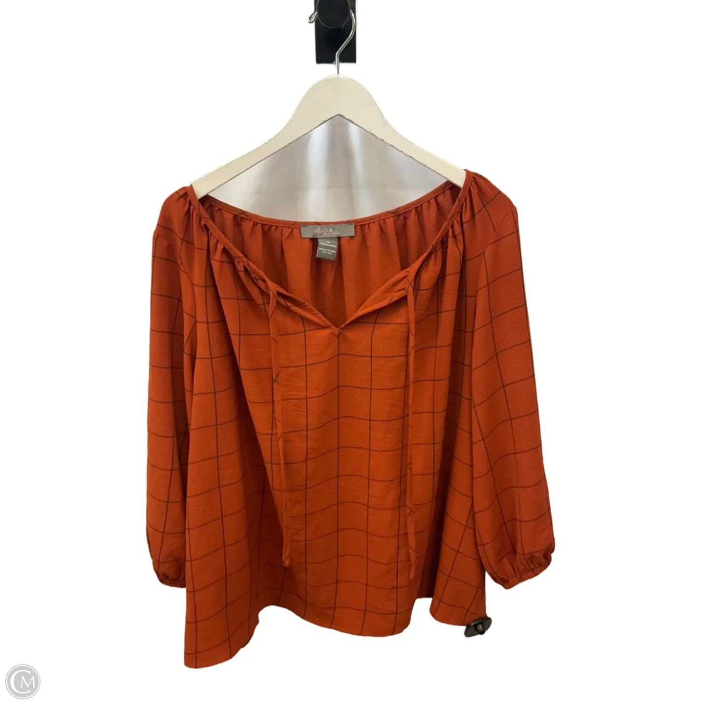 Top 3/4 Sleeve By Clothes Mentor In Orange, Size: 1x