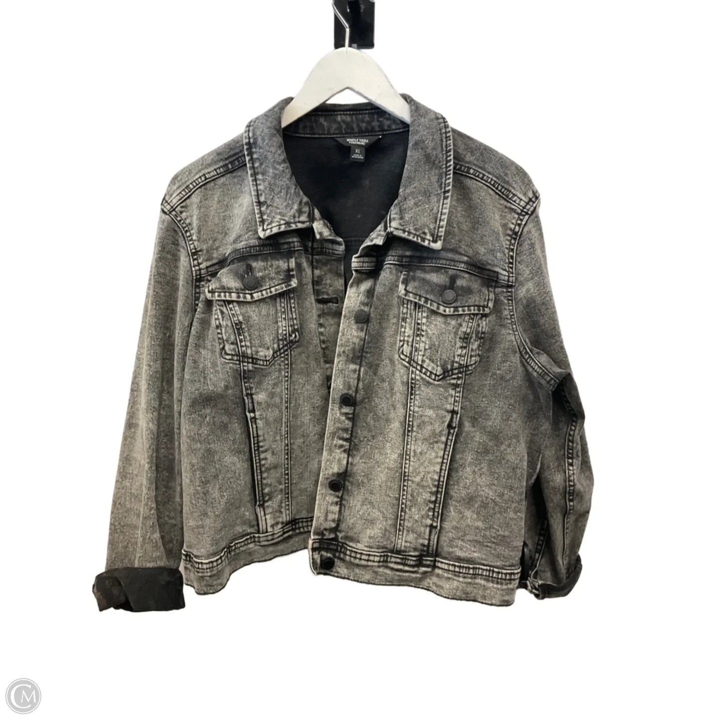 Jacket Denim By Simply Vera In Grey, Size: Xl