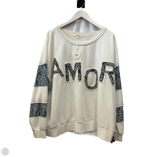 Sweatshirt Crewneck By Oddi In White, Size: 1x