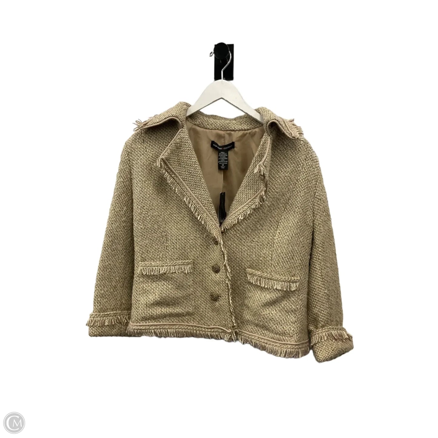 Sweater Cardigan By New York & Company   In Gold, Size: L