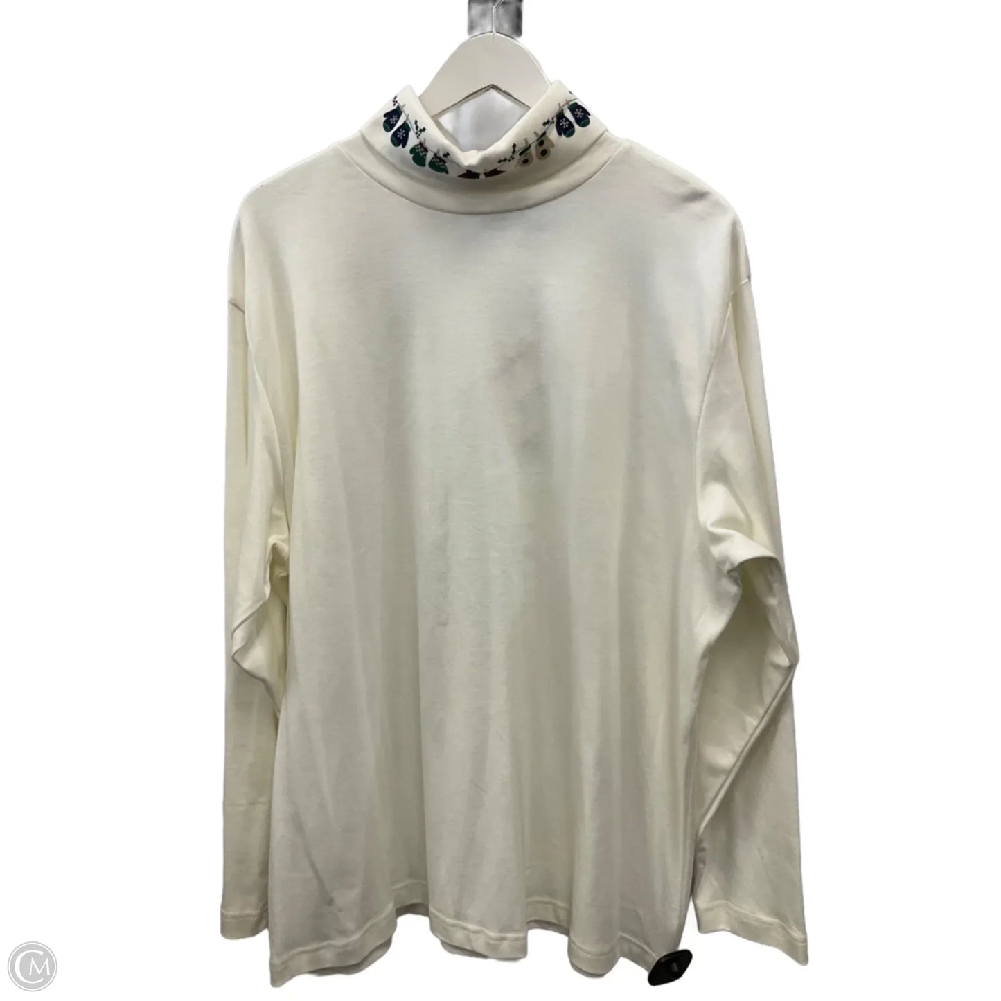Top Long Sleeve By Croft And Barrow In White, Size: 3x