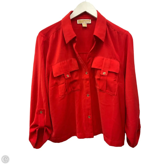 Top Long Sleeve By Michael By Michael Kors In Red, Size: L