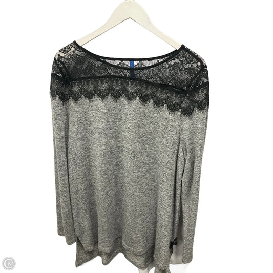 Top Long Sleeve By Falls Creek In Gold & White, Size: 1x