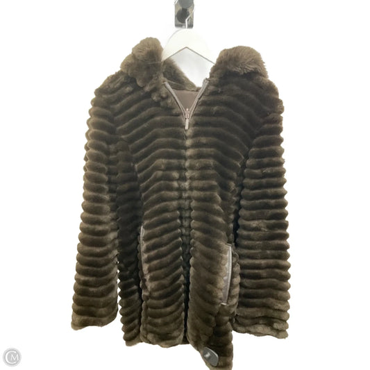 Coat Faux Fur & Sherpa By Gallery In Brown, Size: M