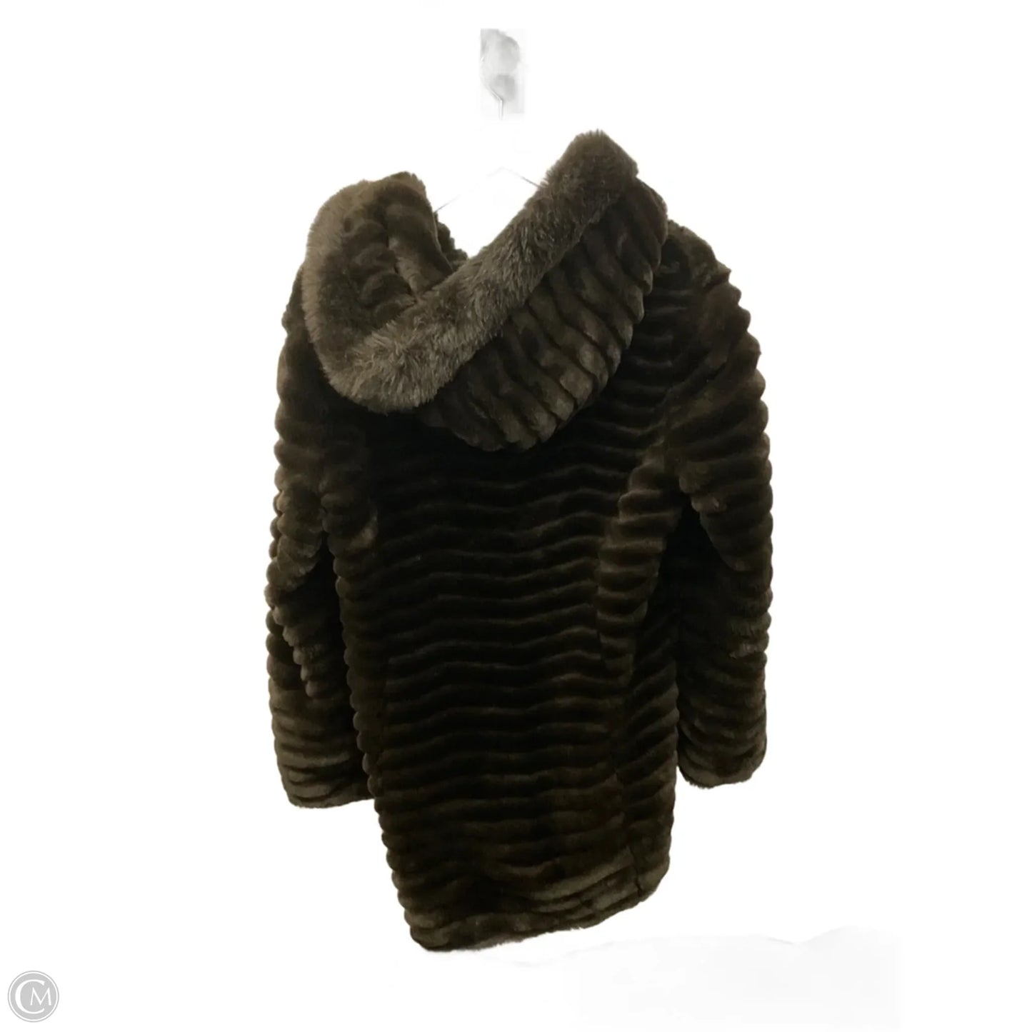 Coat Faux Fur & Sherpa By Gallery In Brown, Size: M
