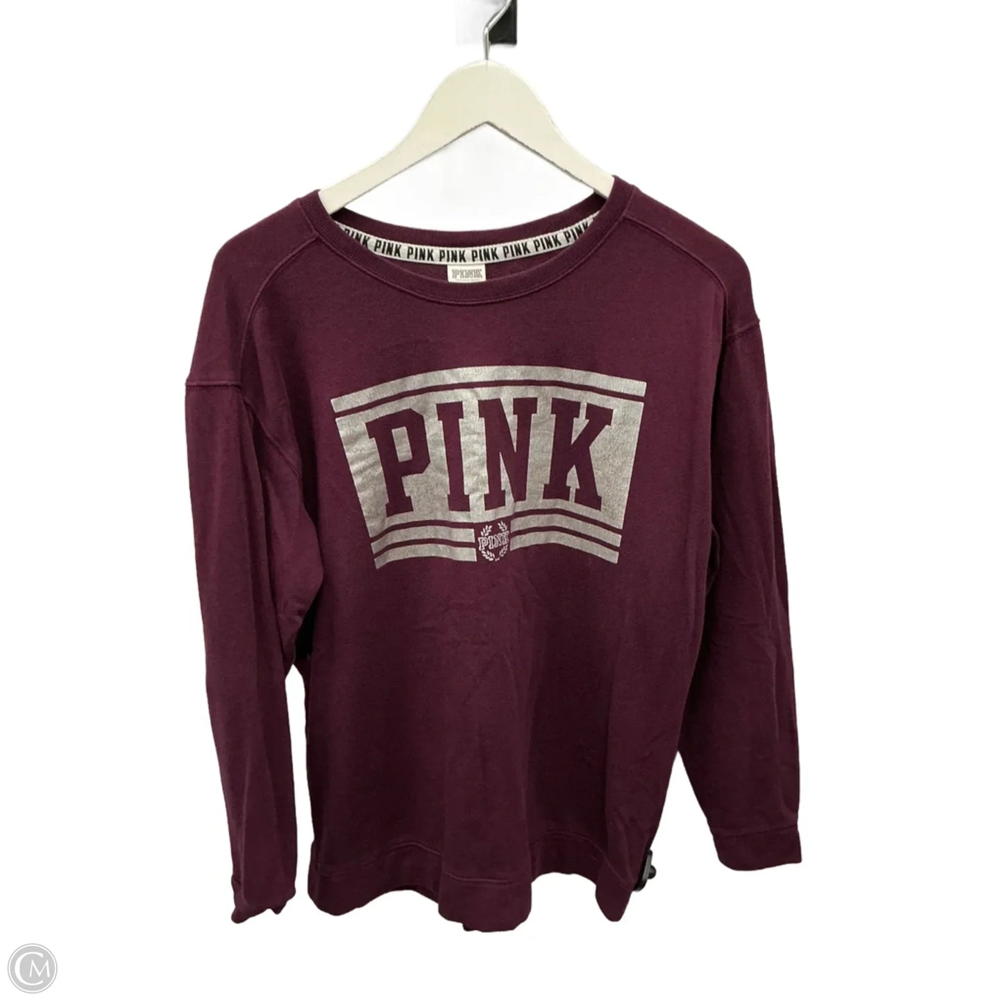 Top Long Sleeve By Pink In Maroon, Size: M