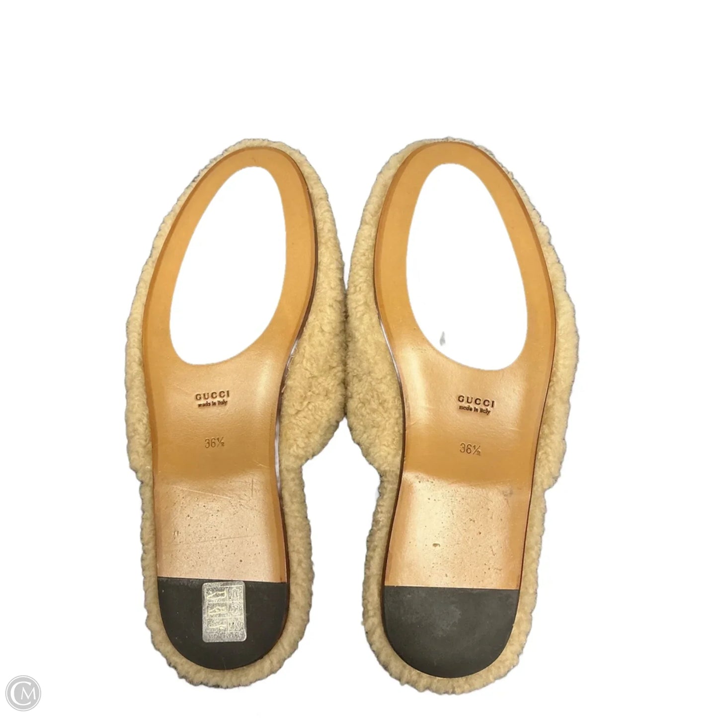 Slippers Luxury Designer By Gucci In Tan, Size: 6.5