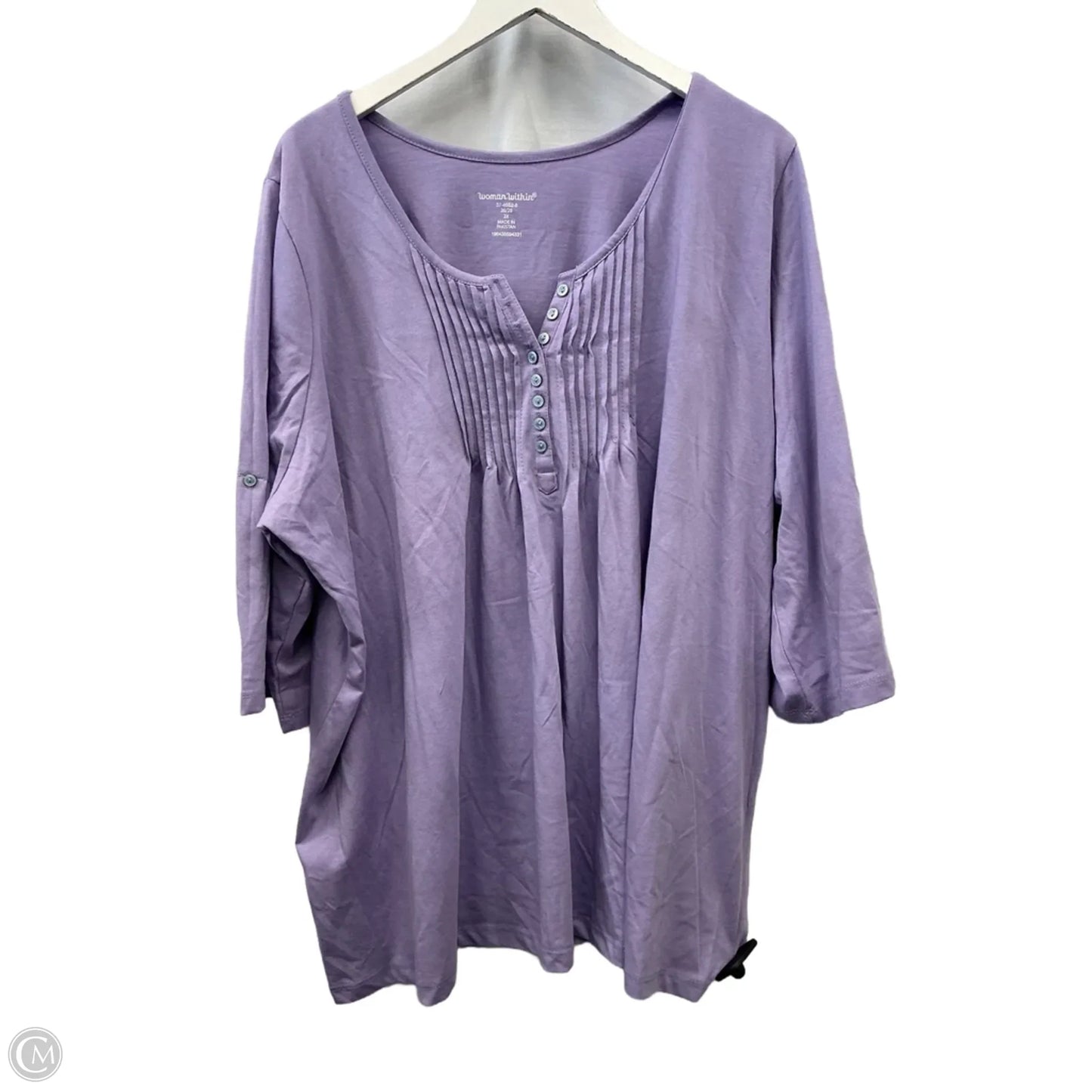 Top Short Sleeve By Woman Within In Purple, Size: 2x