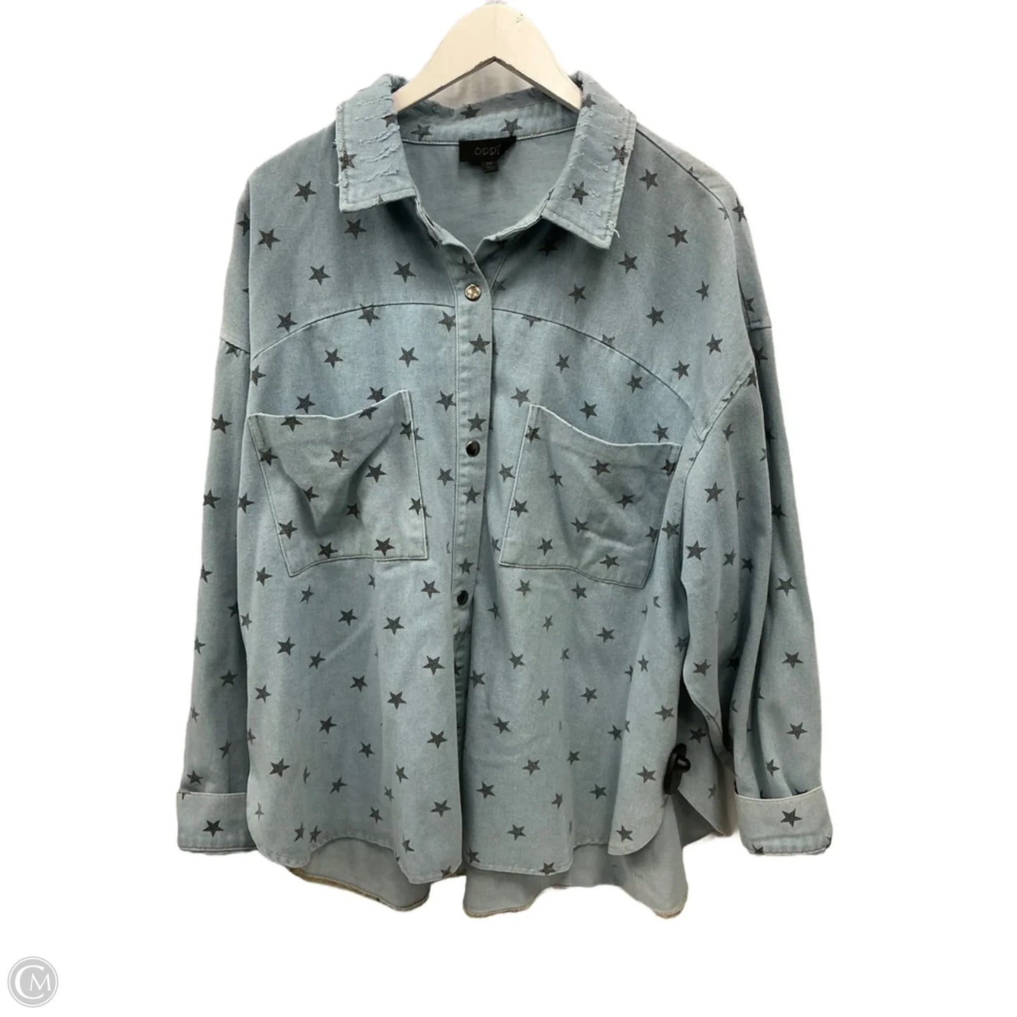 Jacket Shirt By Oddi In Blue Denim, Size: 2x