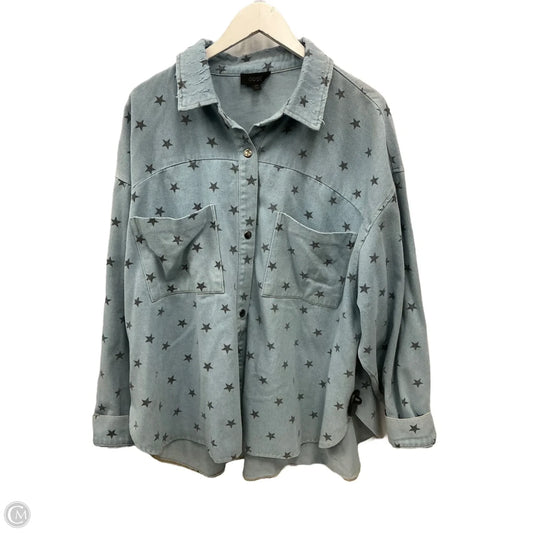 Jacket Shirt By Oddi In Blue Denim, Size: 2x