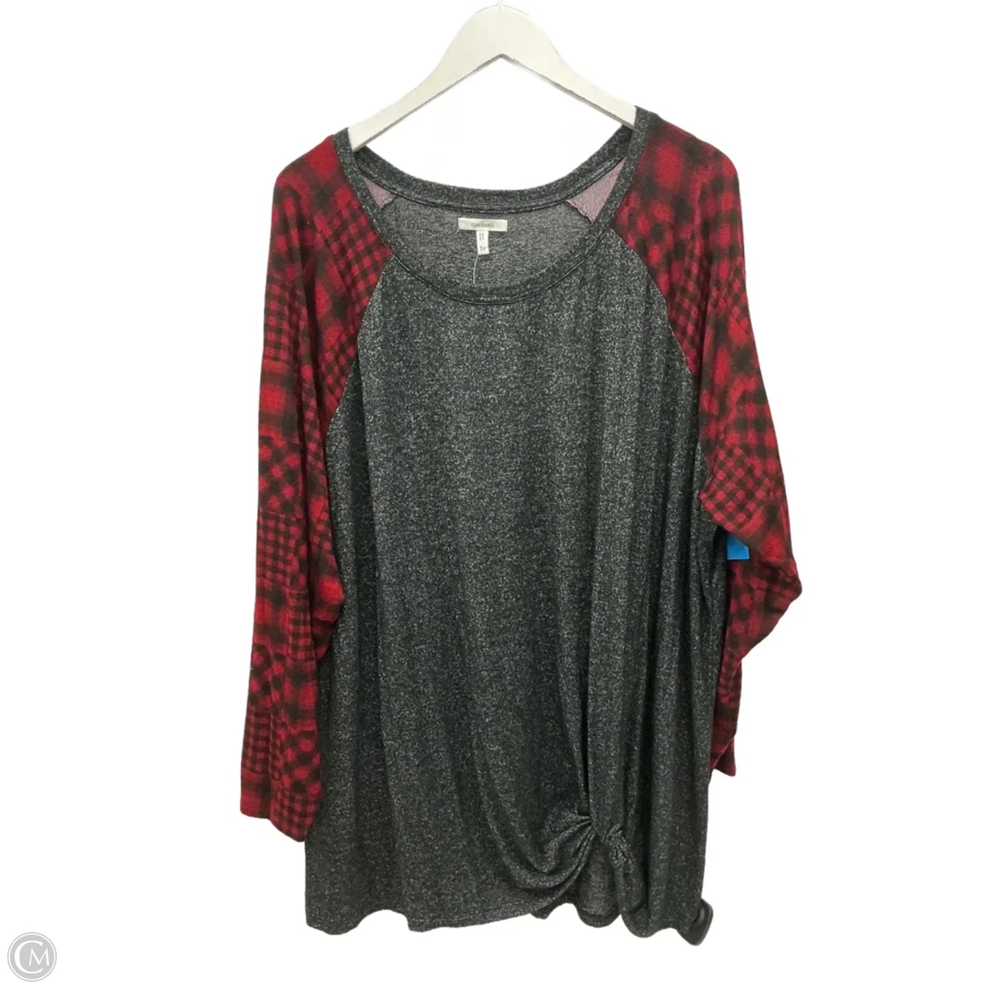 Top Long Sleeve By Maurices In Grey & Red, Size: 3x