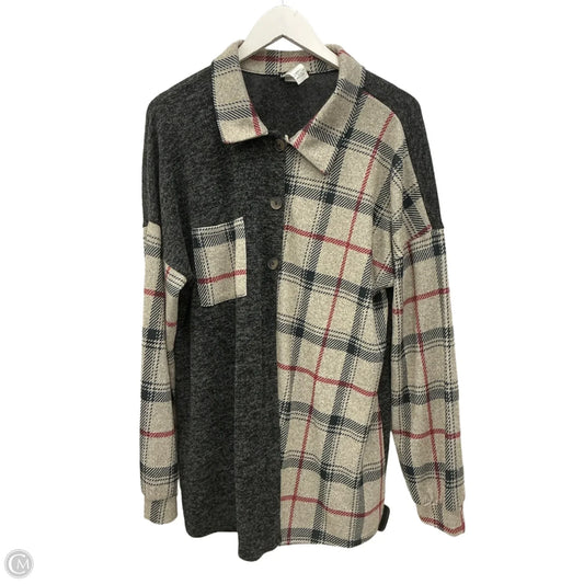 Top Long Sleeve By Heimish Usa In Grey & Red, Size: 2x