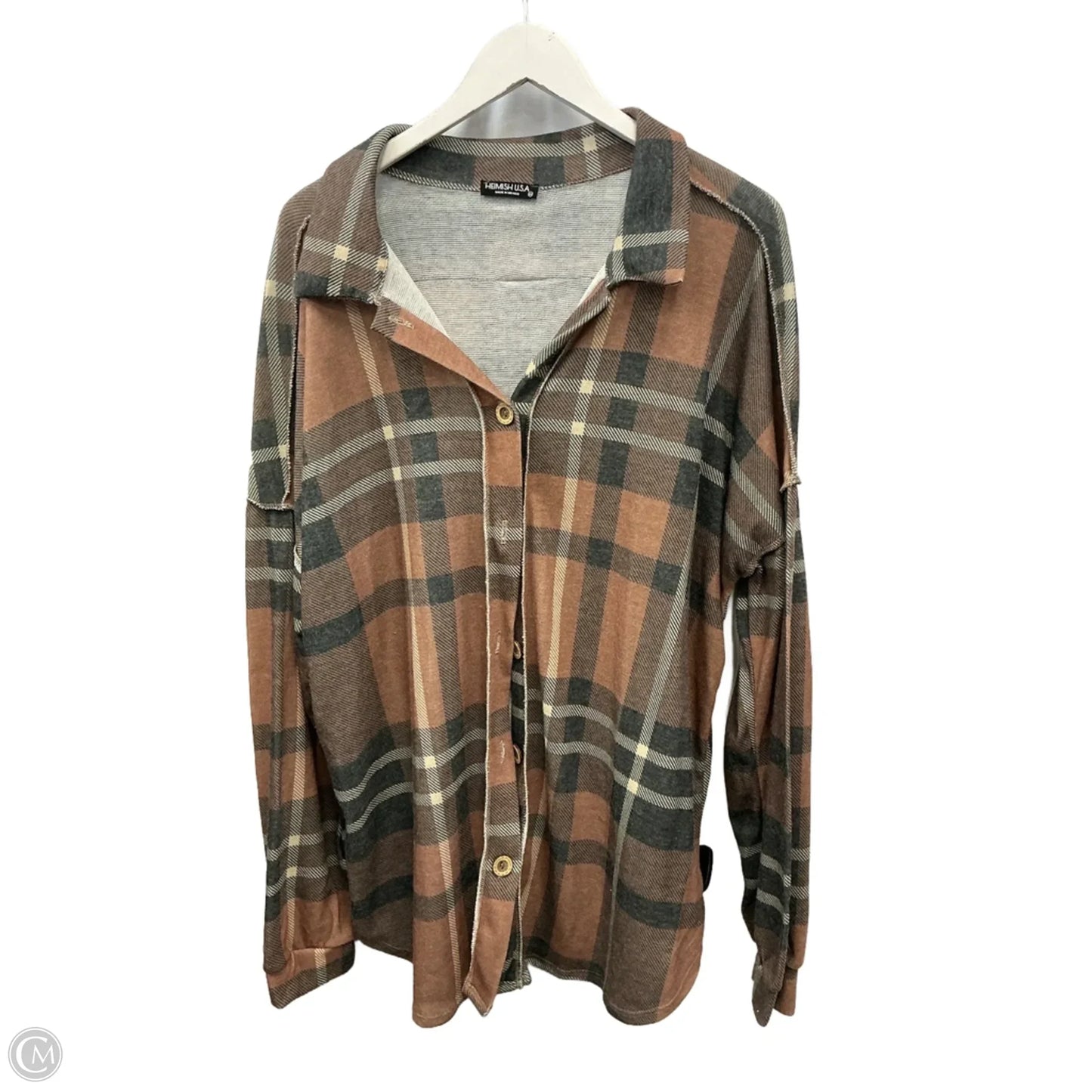 Top Long Sleeve By Heimish Usa In Grey & Tan, Size: 3x