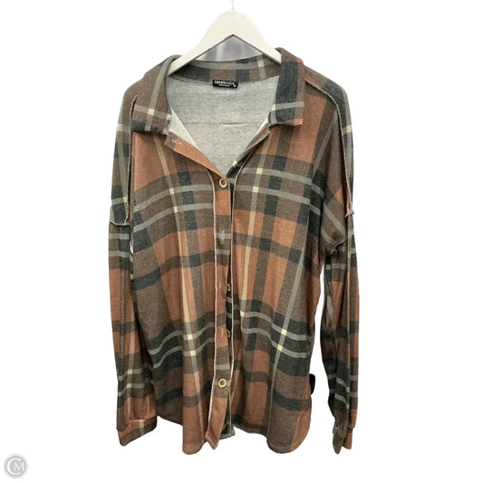Top Long Sleeve By Heimish Usa In Grey & Tan, Size: 3x