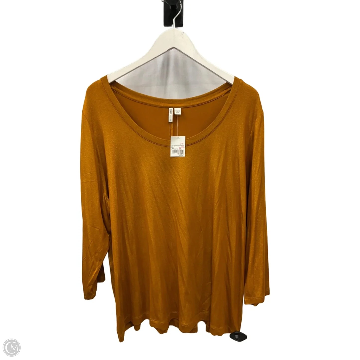 Top 3/4 Sleeve By Cato In Gold, Size: 3x