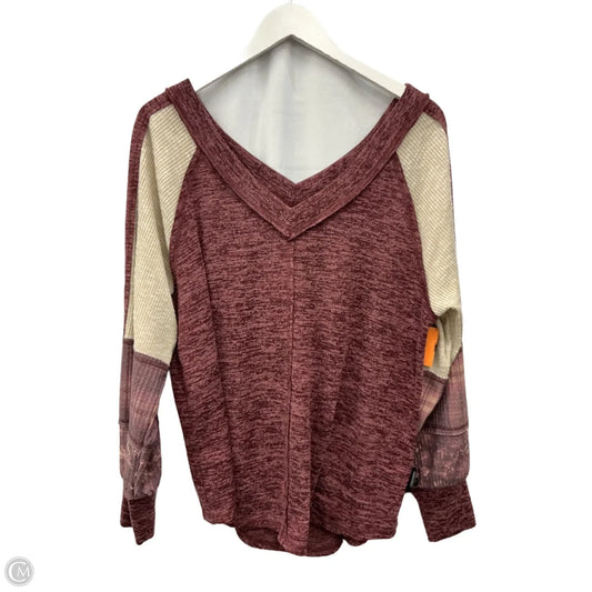 Top Long Sleeve By Cato In Maroon, Size: L