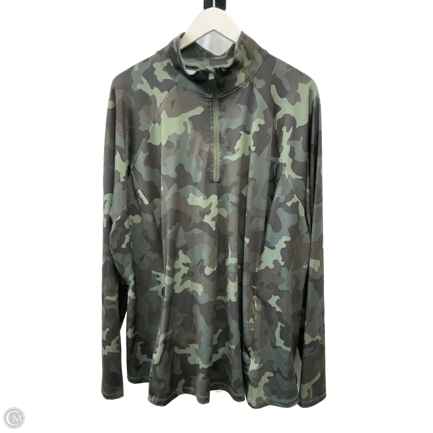Athletic Top Long Sleeve Collar By Tek Gear In Camouflage Print, Size: 3x