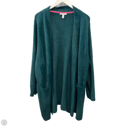 Sweater Cardigan By Isaac Mizrahi Live Qvc In Green, Size: 3x