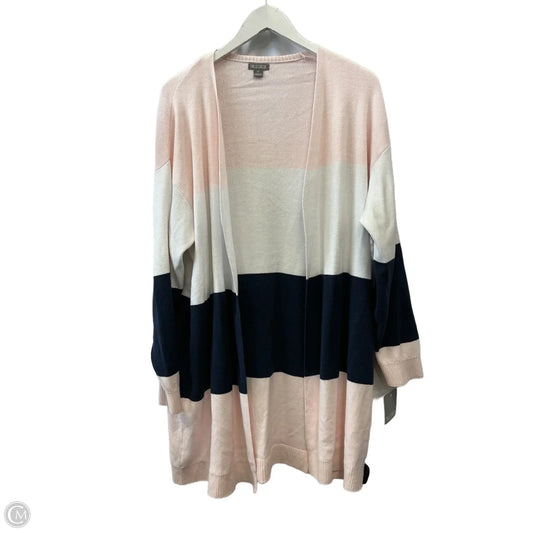 Sweater Cardigan By Falls Creek In Pink & White, Size: 2x
