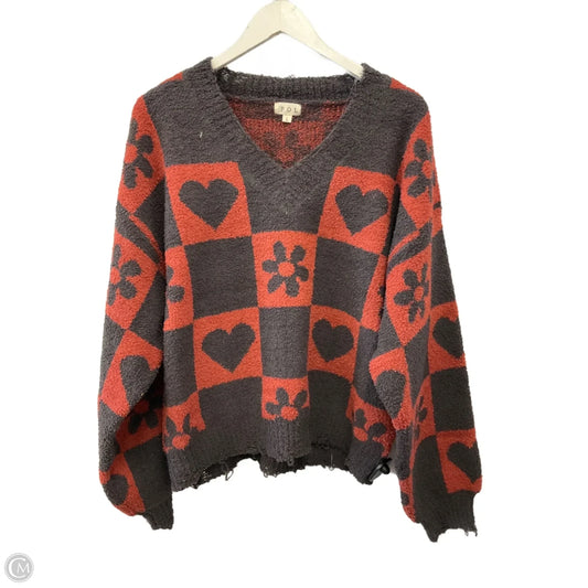 Sweater By Pol In Brown & Red, Size: L