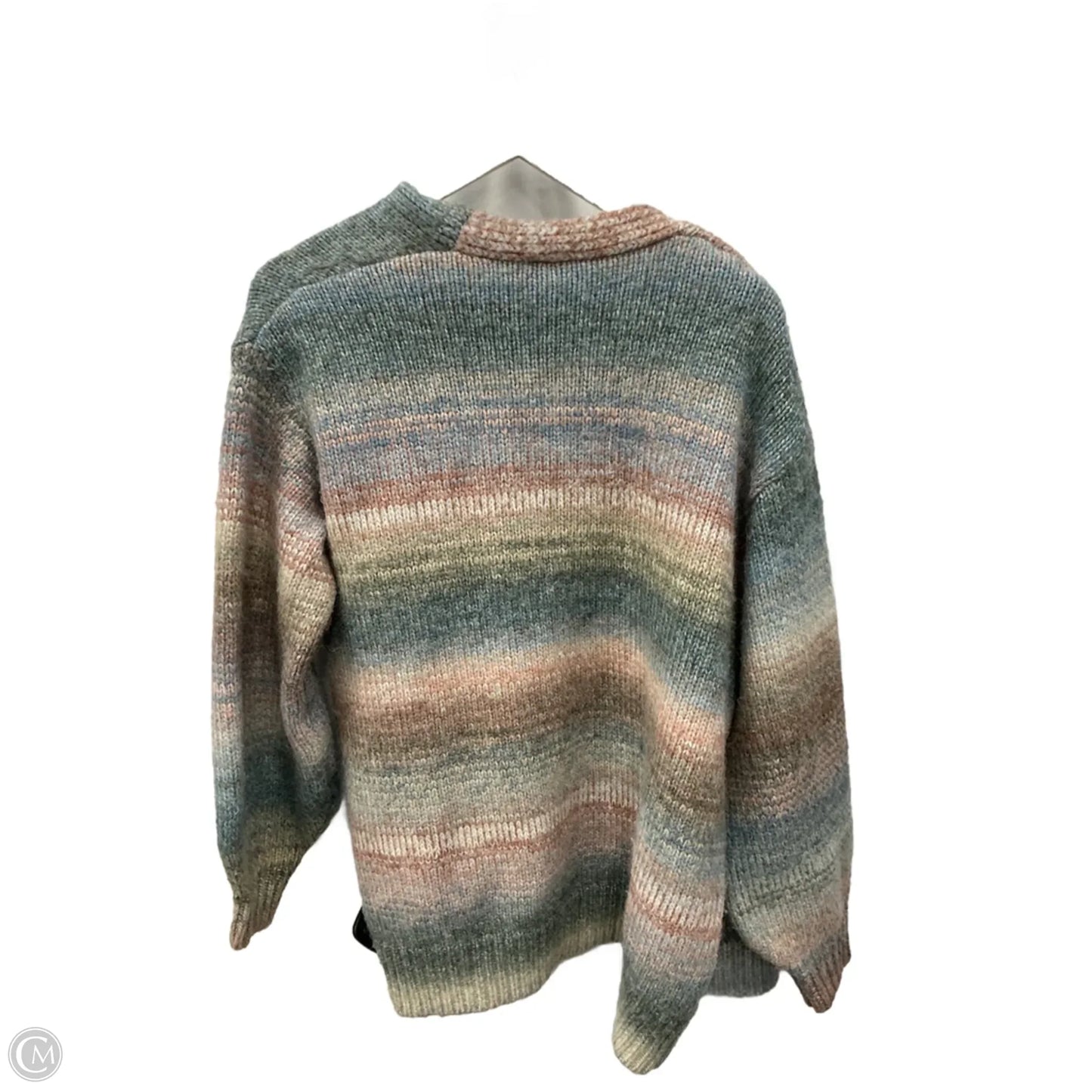 Sweater Cardigan By Grace + Karma In Green & Pink, Size: S