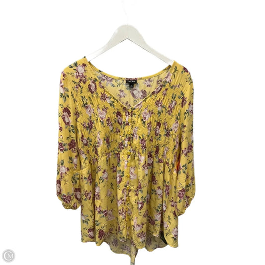 Top 3/4 Sleeve By Torrid In Yellow, Size: 1x